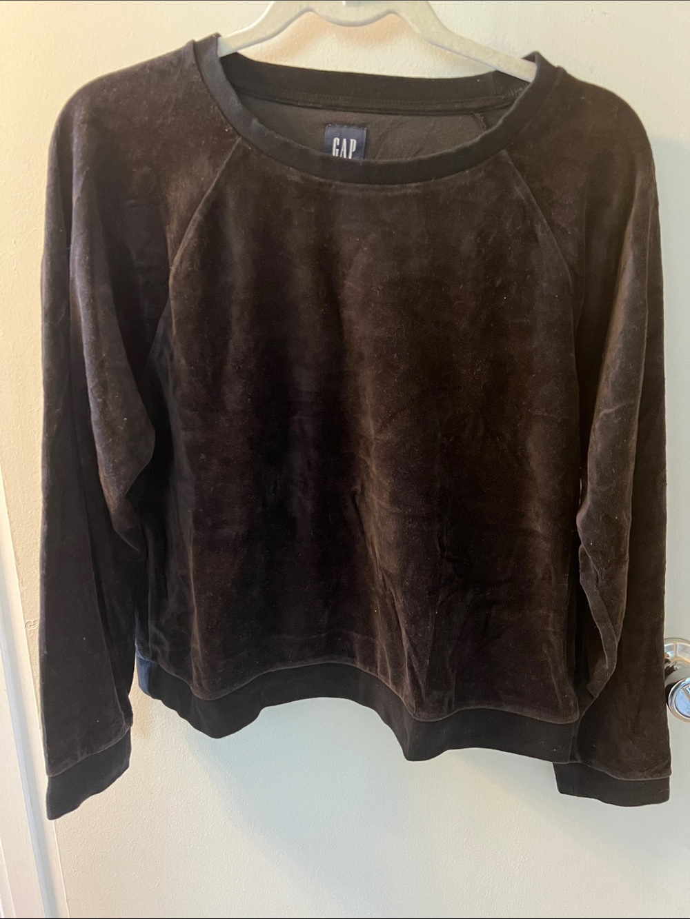 GAP Women's Dark Brown Velvet Crewneck Sweatshirt with pants